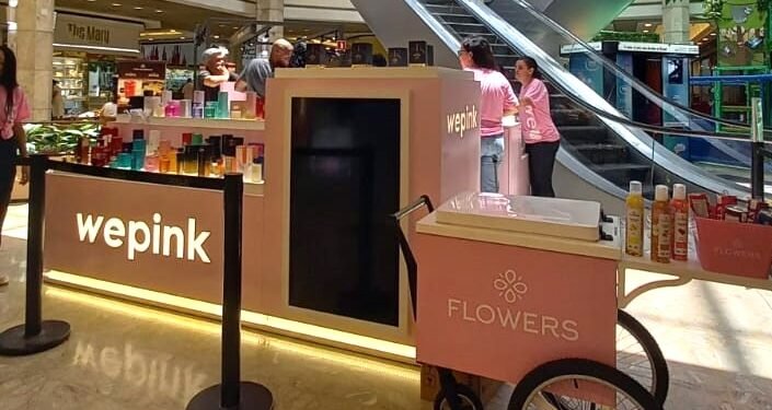 O quiosque tem a linha completa de perfumaria, cosméticos e cuidados com a pele e cabelo