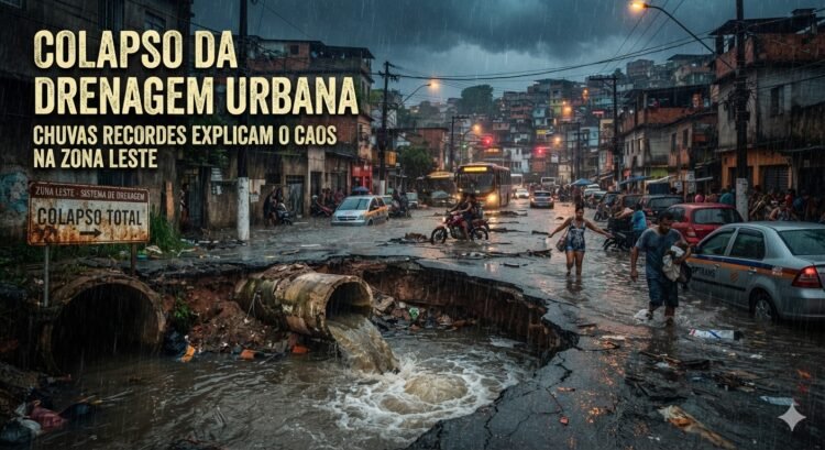 Chuvas recordes escancaram colapso da drenagem urbana na Zona Leste